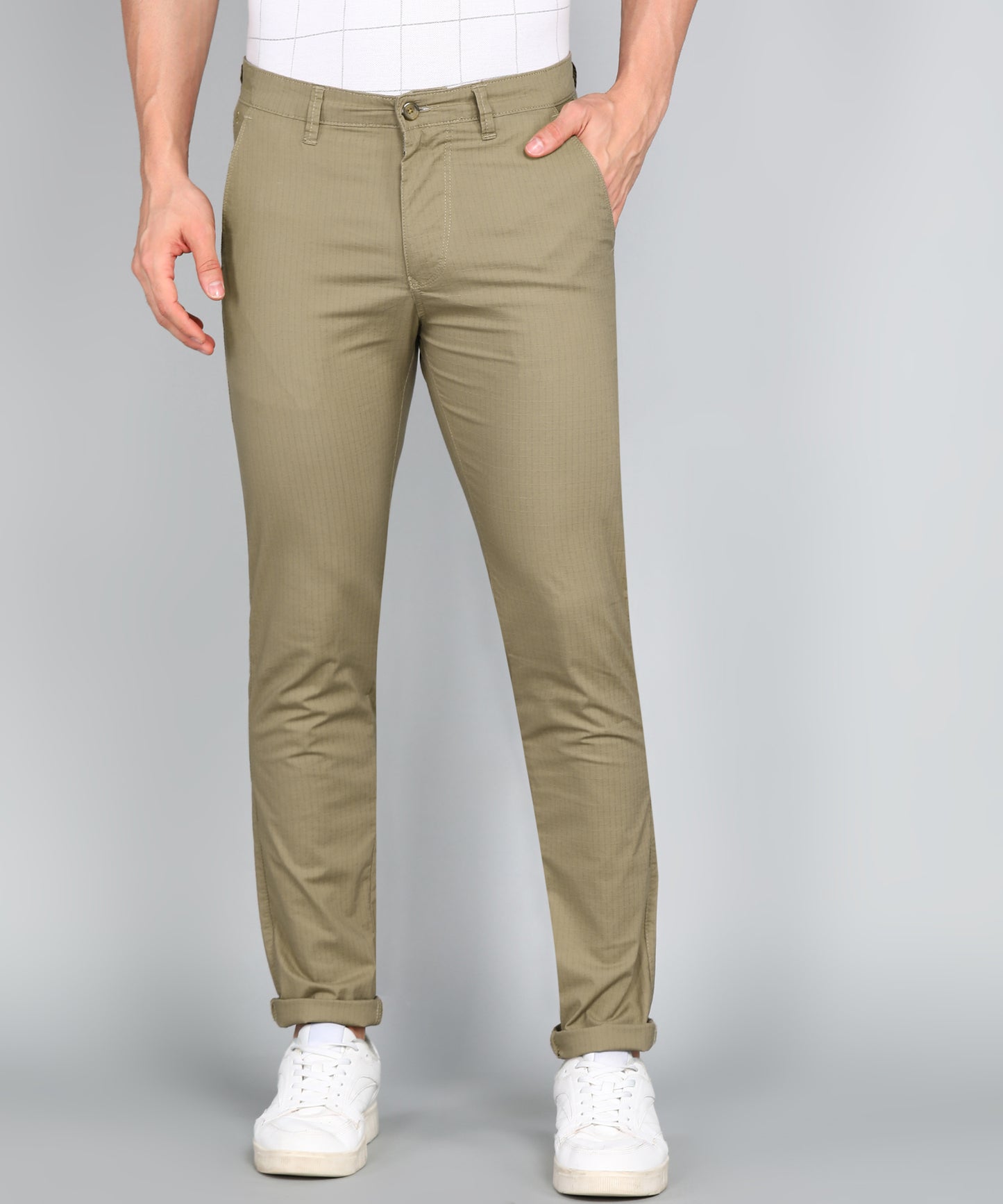 eSiddhi Men Heathered Grey Solid Slim Fit Chinos for Men