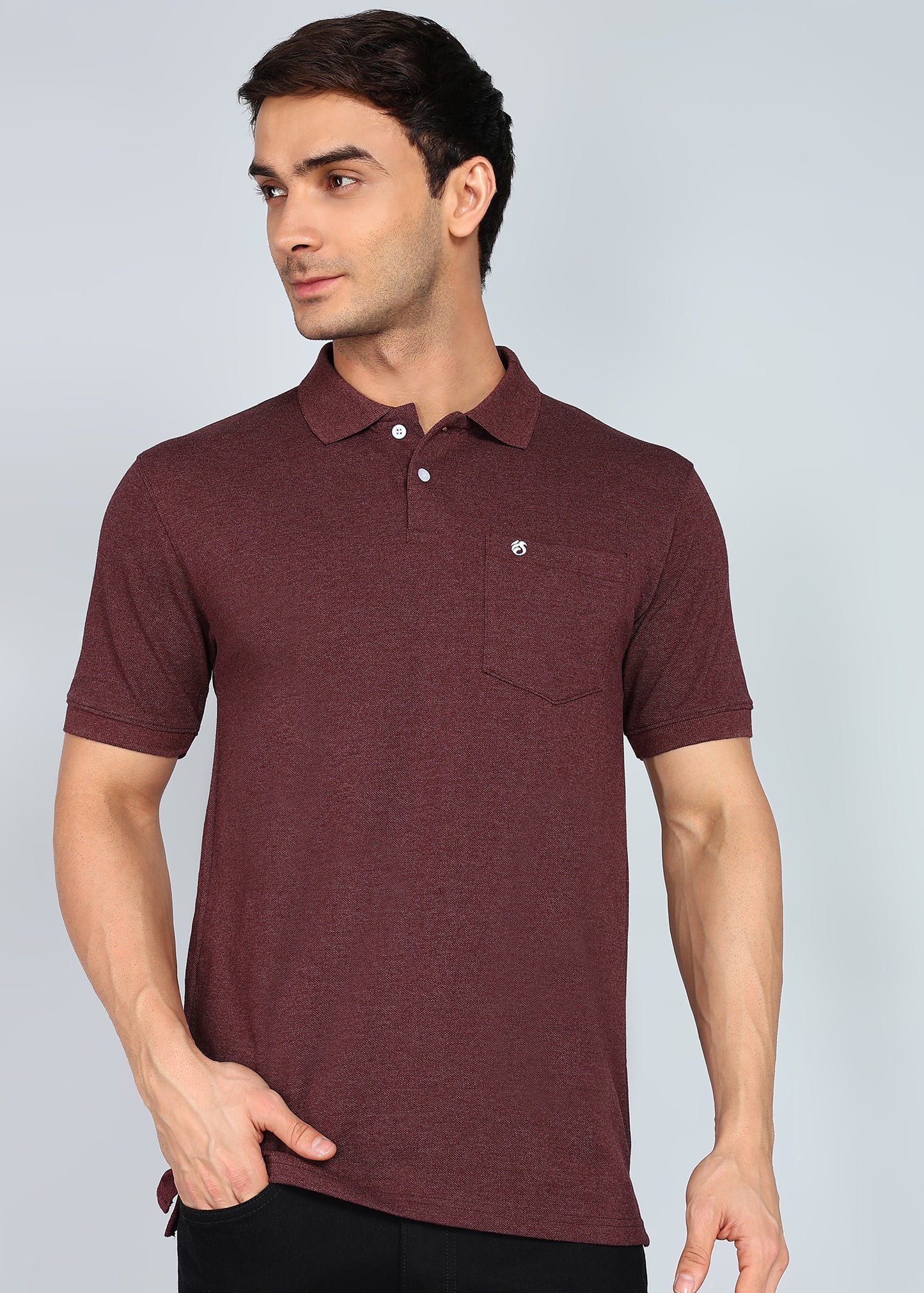 eSiddhi Premium Maroon Melange Polo T-Shirt