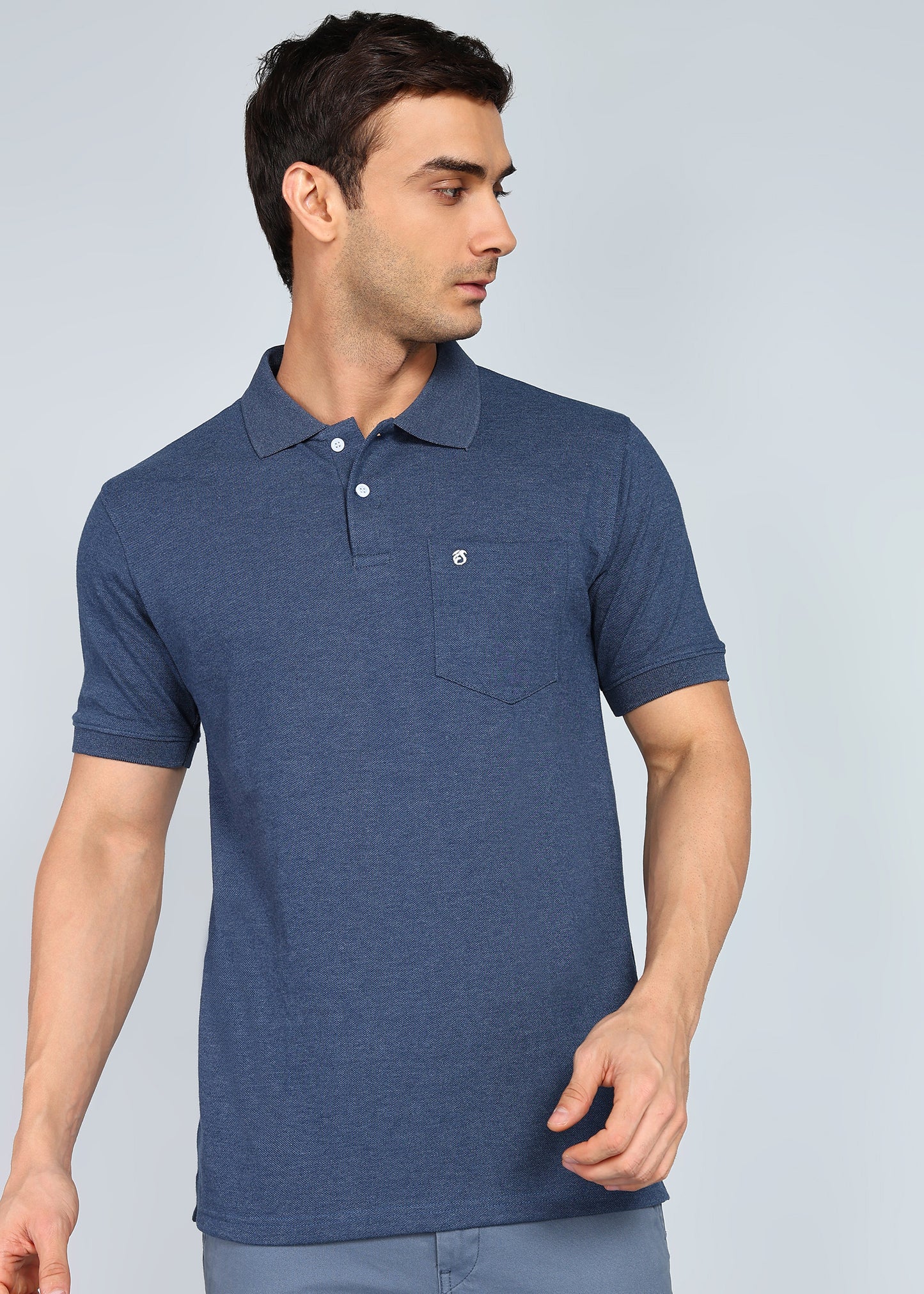 eSiddhi Premium Navy Melange Polo T-Shirt