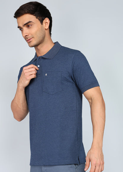 eSiddhi Premium Navy Melange Polo T-Shirt