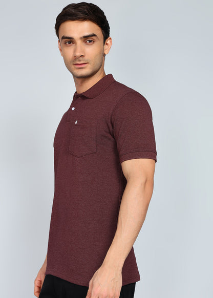 eSiddhi Premium Maroon Melange Polo T-Shirt