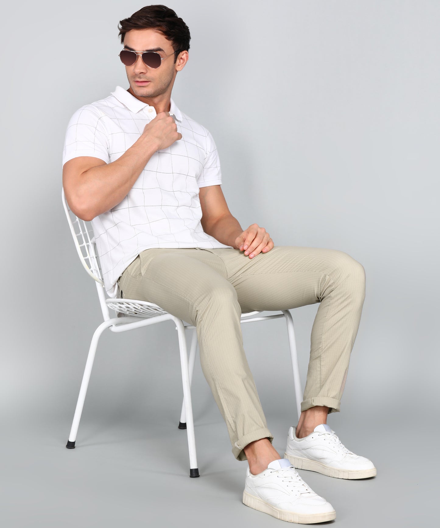 eSiddhi Men Antique white Solid Slim Fit Chinos for Men