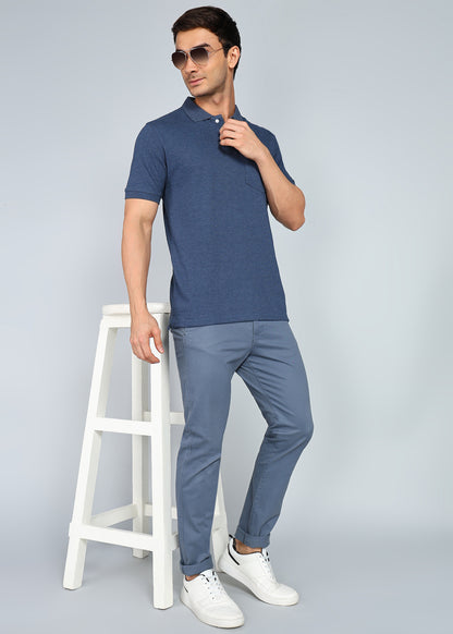 eSiddhi Premium Navy Melange Polo T-Shirt