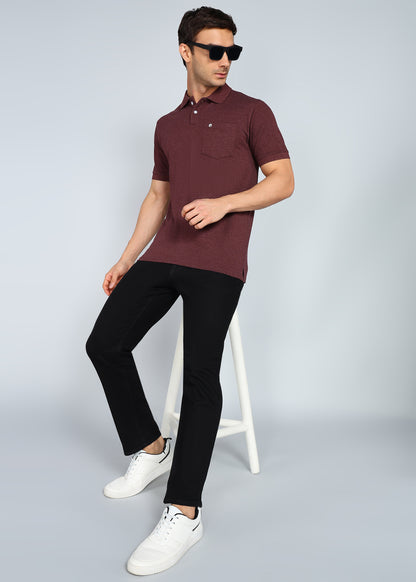 eSiddhi Premium Maroon Melange Polo T-Shirt