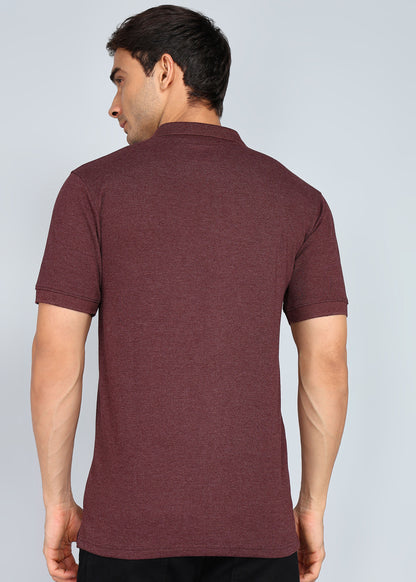 eSiddhi Premium Maroon Melange Polo T-Shirt