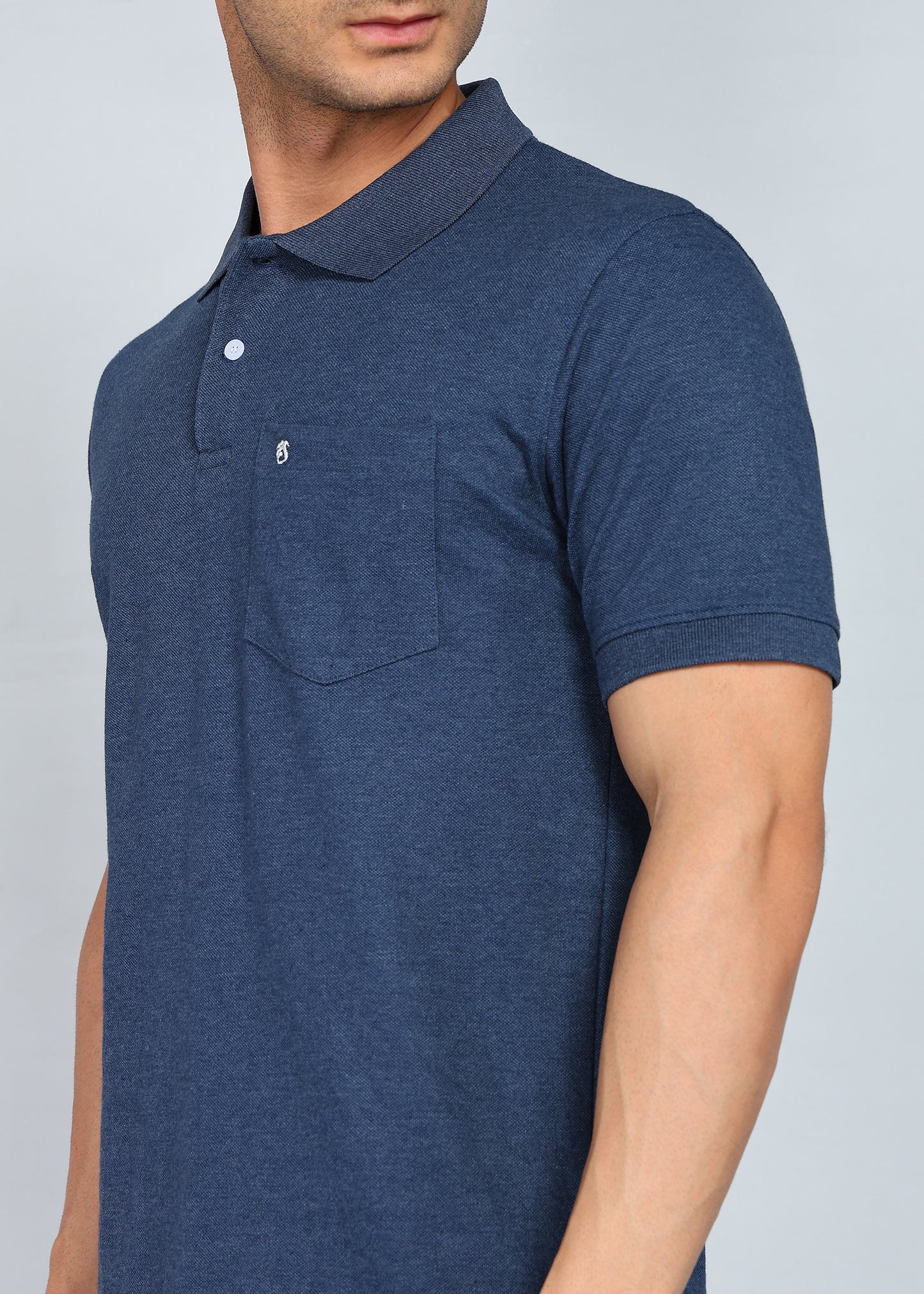 eSiddhi Premium Navy Melange Polo T-Shirt