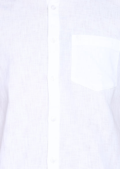 eSiddhi Men White Linen Half Sleeve Casual Shirt