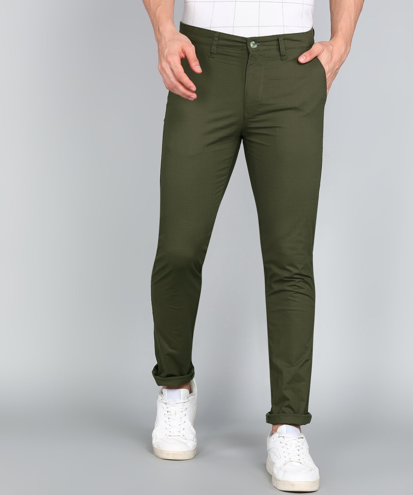 eSiddhi Men Dim Grey Solid Slim Fit Chinos for Men