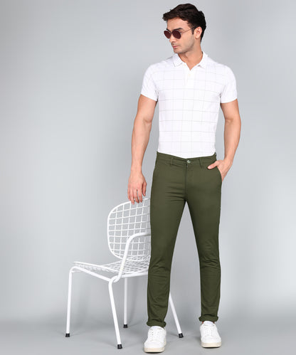 eSiddhi Men Dim Grey Solid Slim Fit Chinos for Men