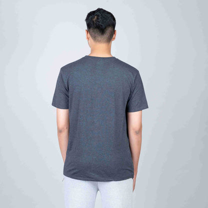 Cotton Slim Round Neck T-Shirt - Black Heather