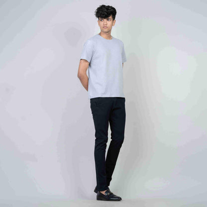 Cotton Slim Round Neck T-Shirt - Grey Heather