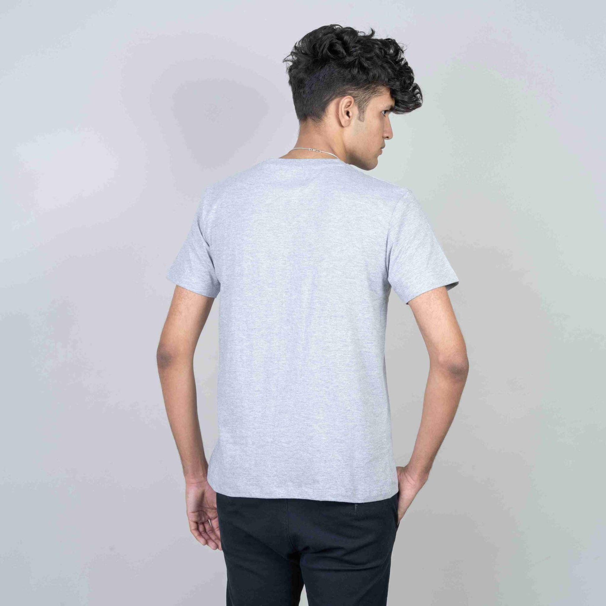 Cotton Slim Round Neck T-Shirt - Grey Heather