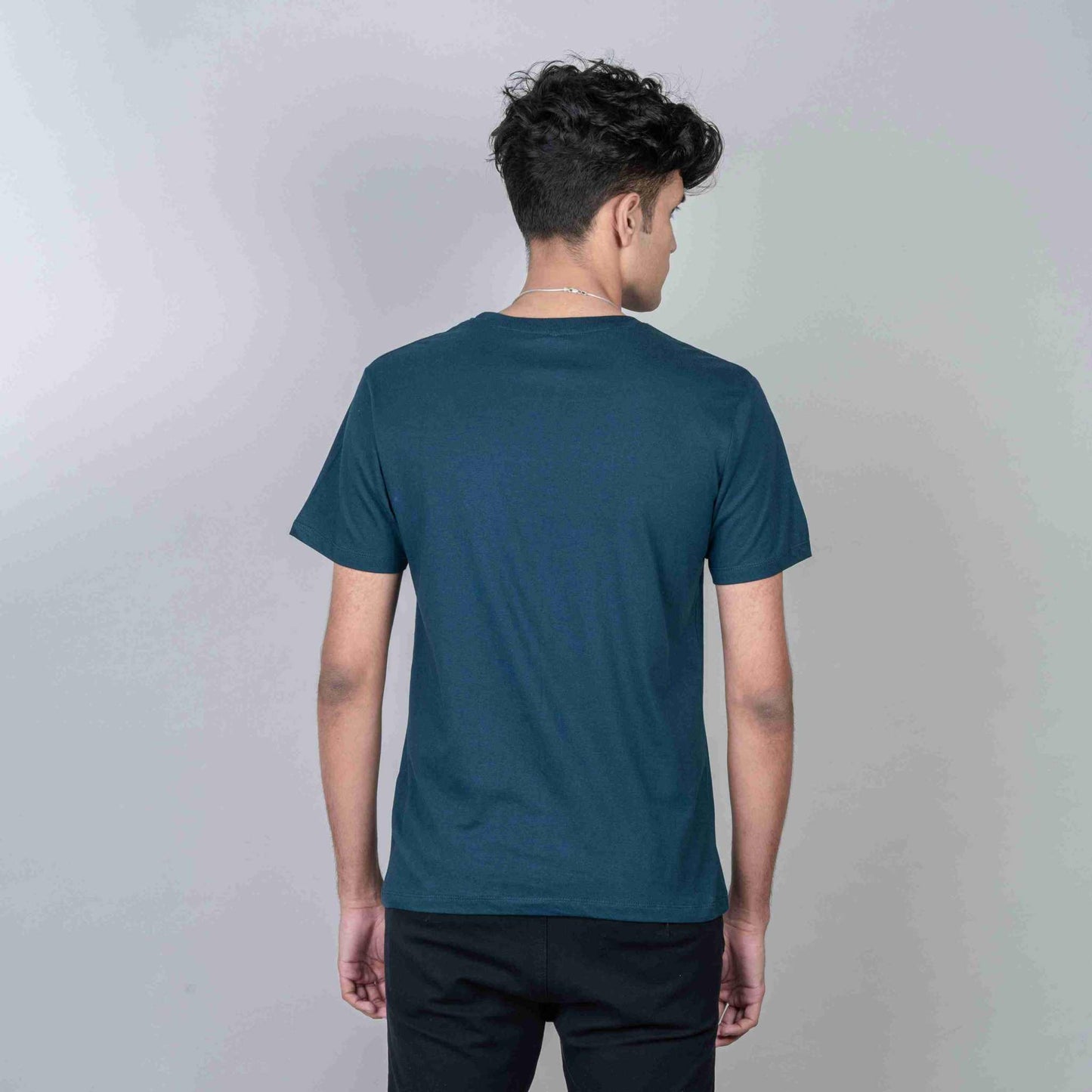 Cotton Slim Round Neck T-Shirt - Petrol Blue