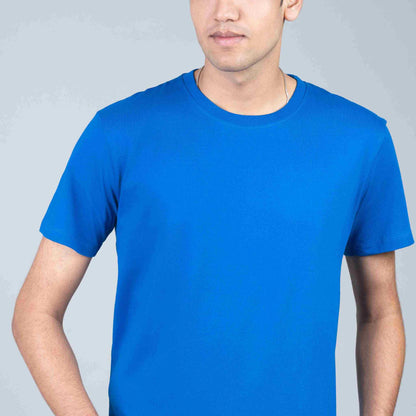 Cotton Slim Round Neck T-Shirt -Royal Blue