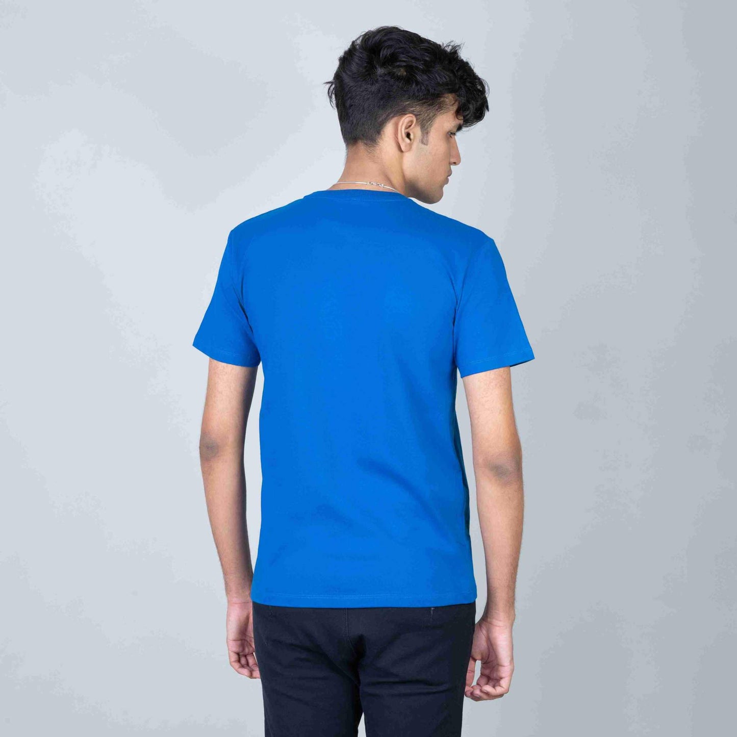 Cotton Slim Round Neck T-Shirt -Royal Blue