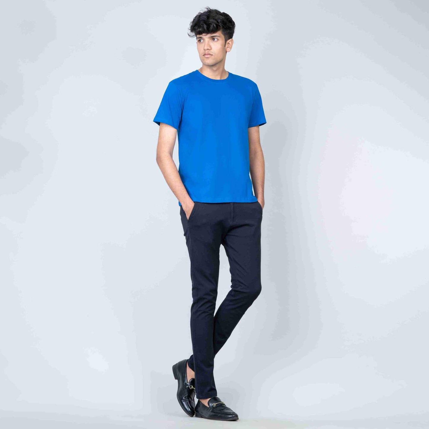 Cotton Slim Round Neck T-Shirt -Royal Blue