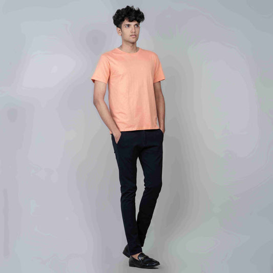 Cotton Slim Round Neck T-Shirt - Sunset