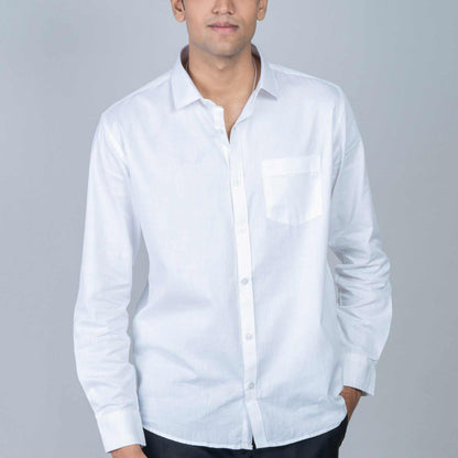 Cotton Regular Full Shirt -white