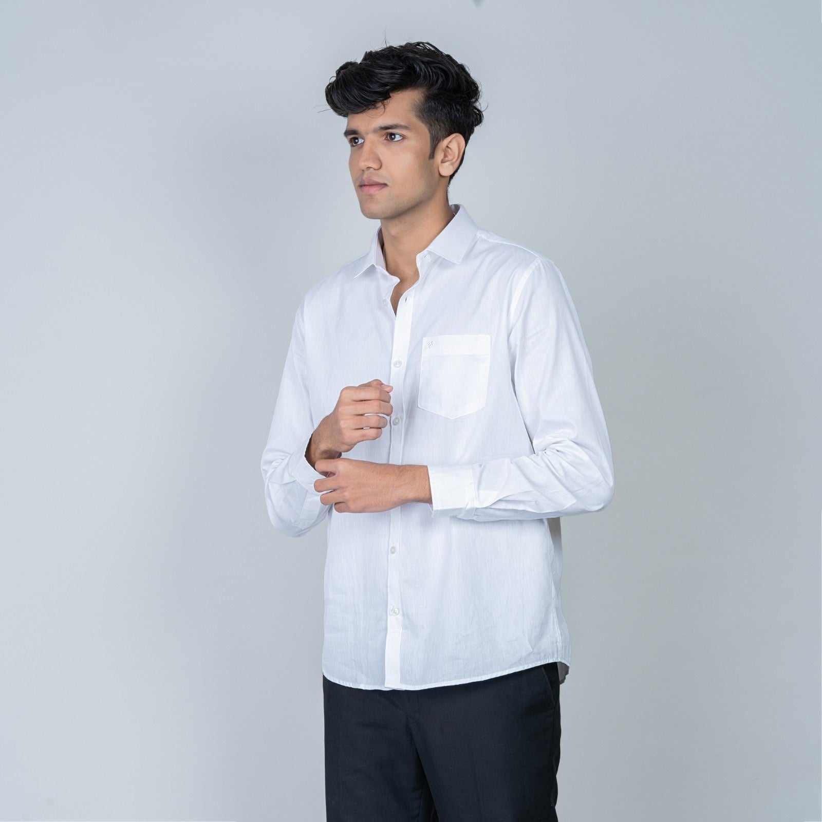 Cotton Regular Full Shirt -white